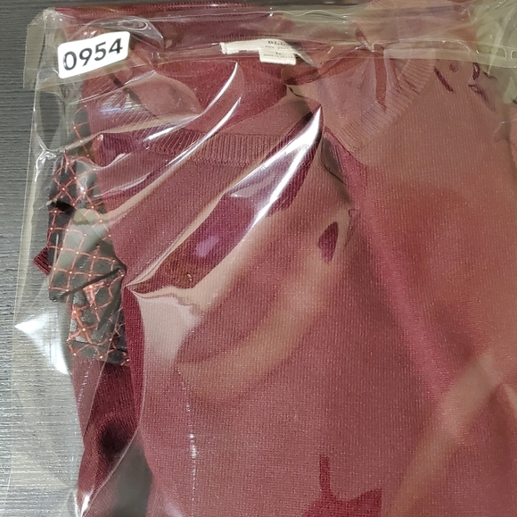 BLL New York red wine long sleeve blouse sweater size L - Picture 13 of 13
